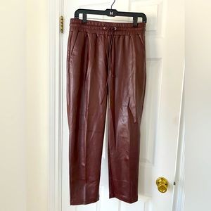 Faux Leather Joggers Brown